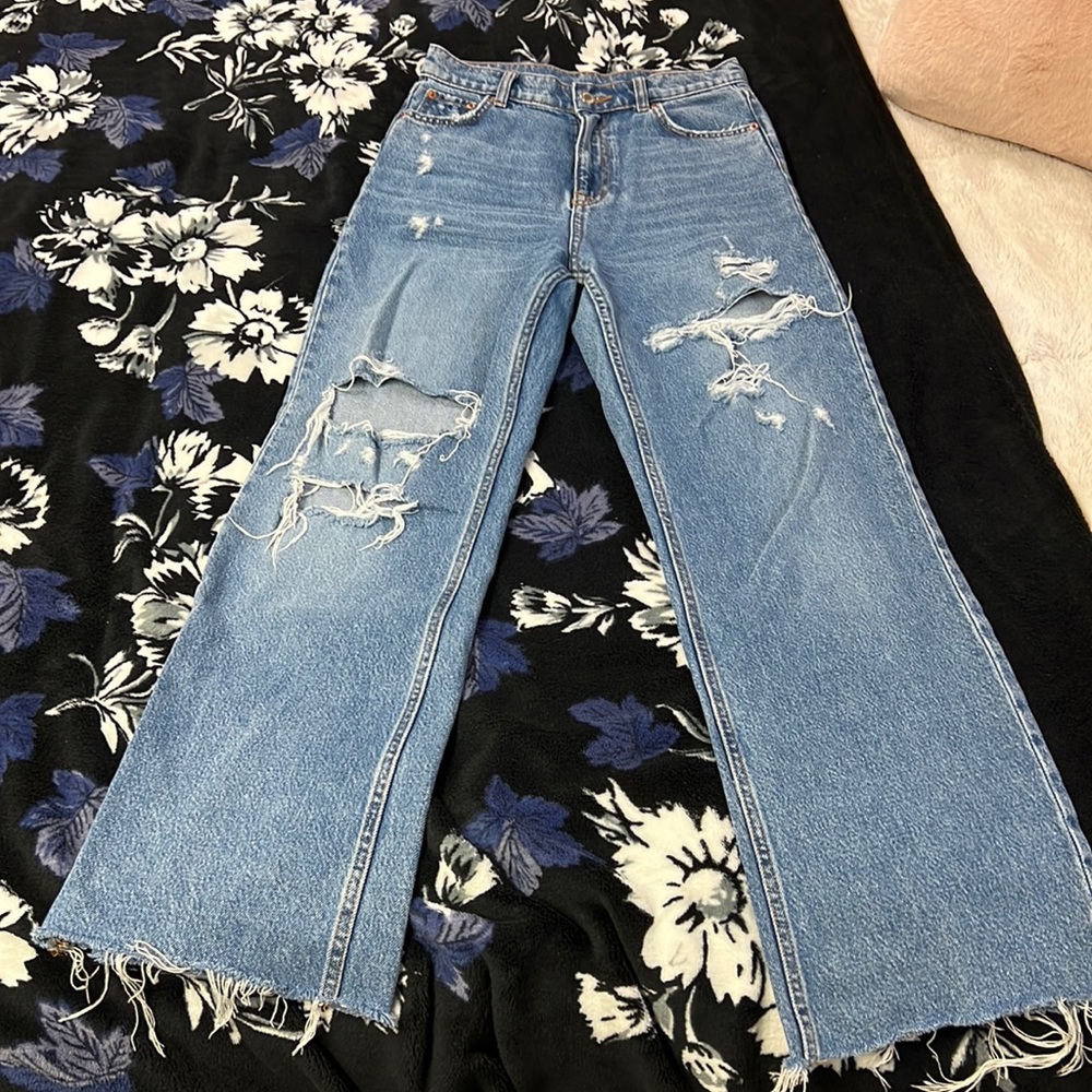 ZARA high rise baggy fit jeans straight leg size 28